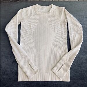 lululemon athletica white Ribbed Crew Long-Sleeve Top sz 6/S